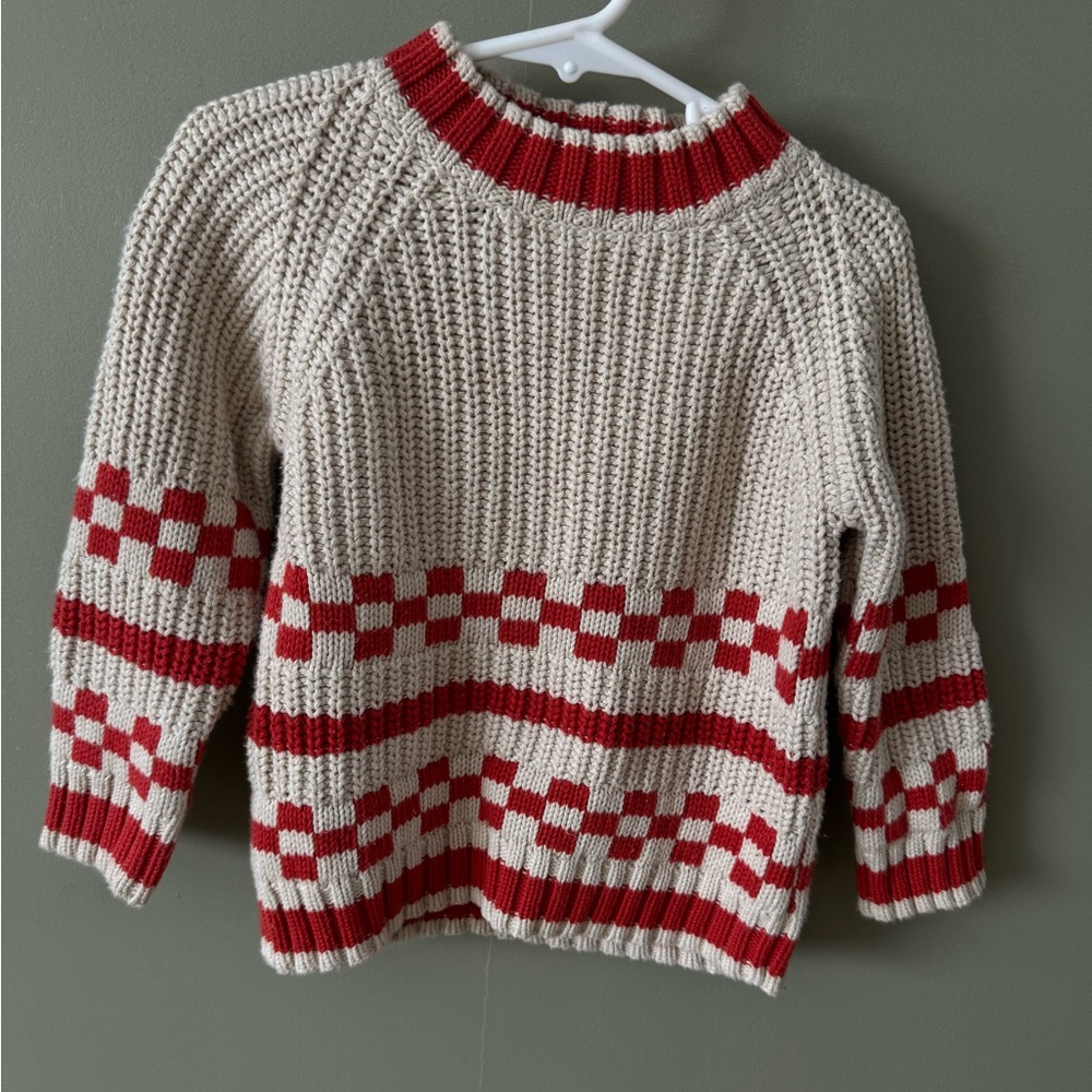 Fin and Vince Beige and Chili Block Sweater !